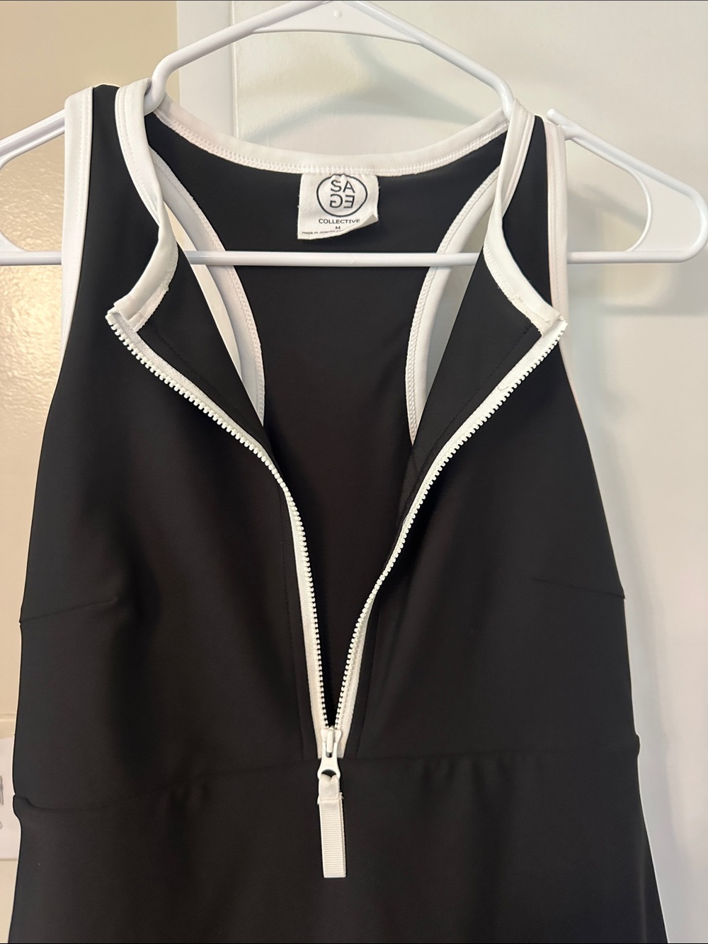 Black & White Zip-Front Racerback Dress - Picture 5 of 7